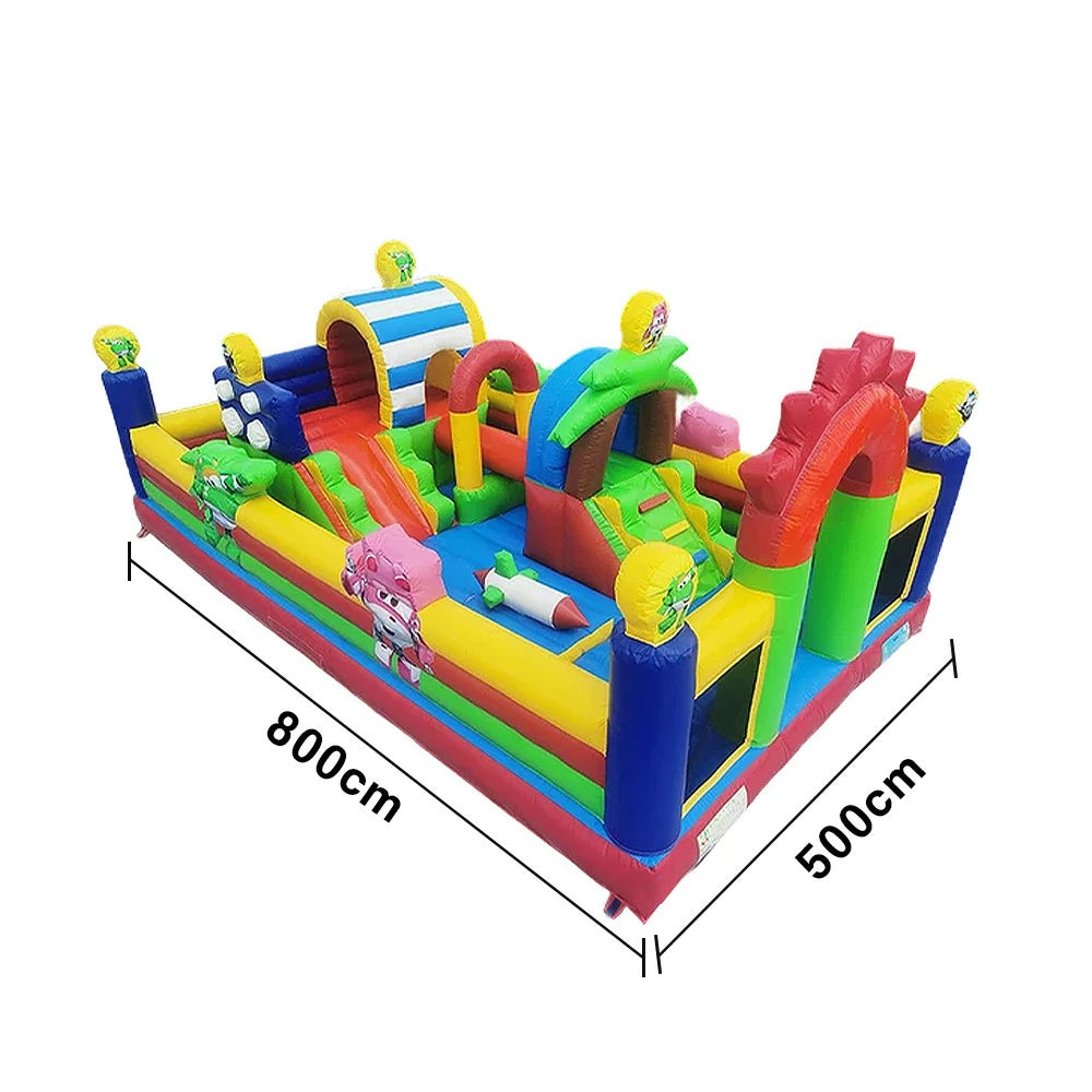 GAMEON Super Wings Theme Bounce House 5X8m PVC Inflatable Castle for Kids Outdoor Fun Bouncy Playland
