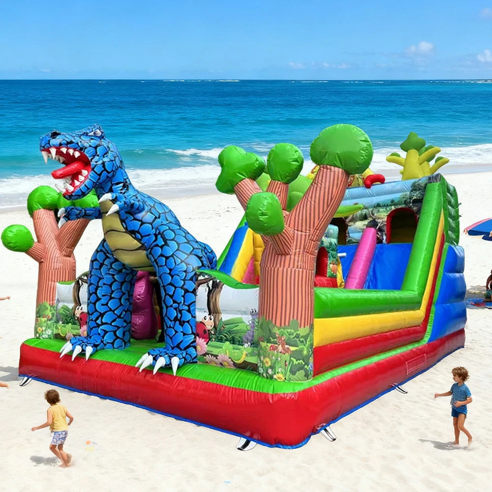 GAMEON Dinosaur Theme Bounce House 6X10m PVC Inflatable Castle for Kids Outdoor Fun Bouncy Playland