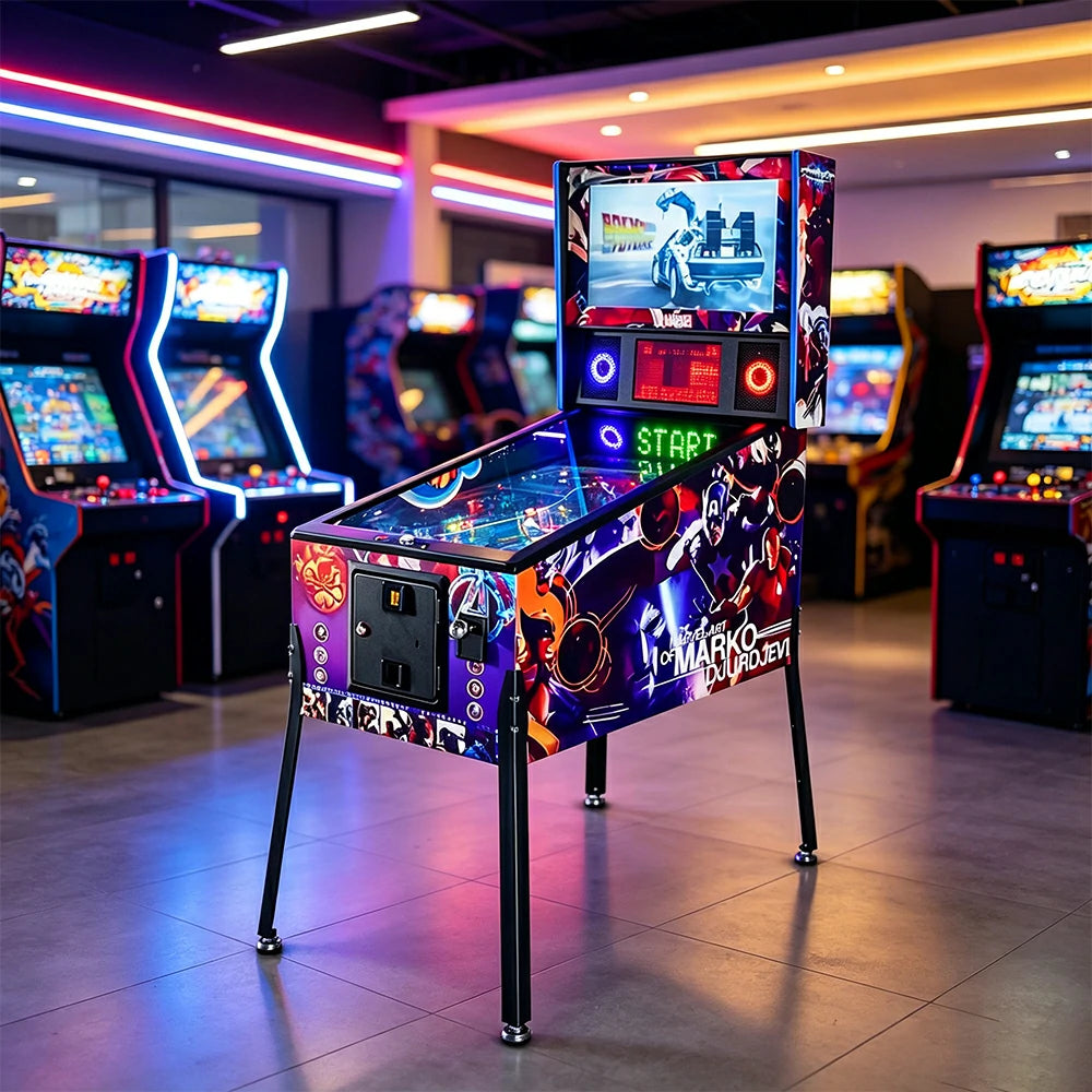 GAMEON Virtual Pinball Machine - FX3 Arcade Game Cabinet with LED Display & Interactive Controls for Home Game Room Entertainment - Multicolour