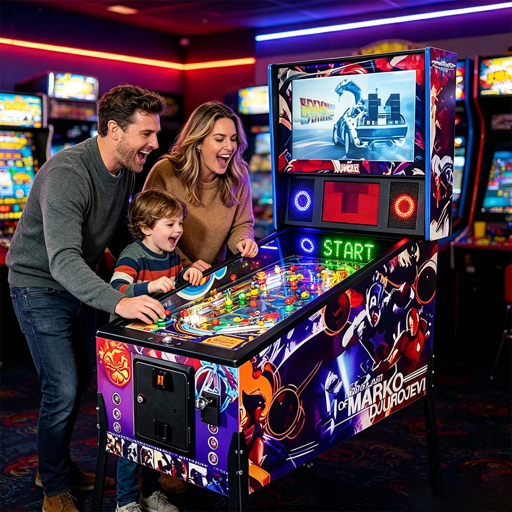 GAMEON Virtual Pinball Machine - FX3 Arcade Game Cabinet with LED Display & Interactive Controls for Home Game Room Entertainment - Multicolour
