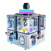 GAMEON Fantasy Magic Cube Claw Machine - Four Player Island Prize Arcade Game Cabinet with LED Lights & Transparent Display for Entertainment Venues - White