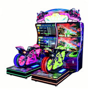 GAMEON Dynamic Motorcycle Simulator - Dual Player Racing Arcade Machine with 50 Inch HD Display, Motion System & LED Effects for Entertainment Venues - Black