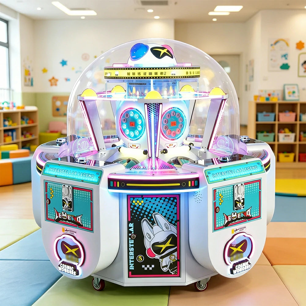 GAMEON Interstellar Legend Candy Machine - Arcade Prize Game Cabinet with LED Lights, Transparent Display & Coin Operated Gift Machine for Family Entertainment - White
