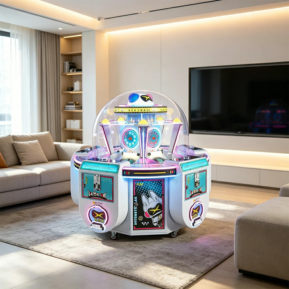 GAMEON Interstellar Legend Candy Machine - Arcade Prize Game Cabinet with LED Lights, Transparent Display & Coin Operated Gift Machine for Family Entertainment - White