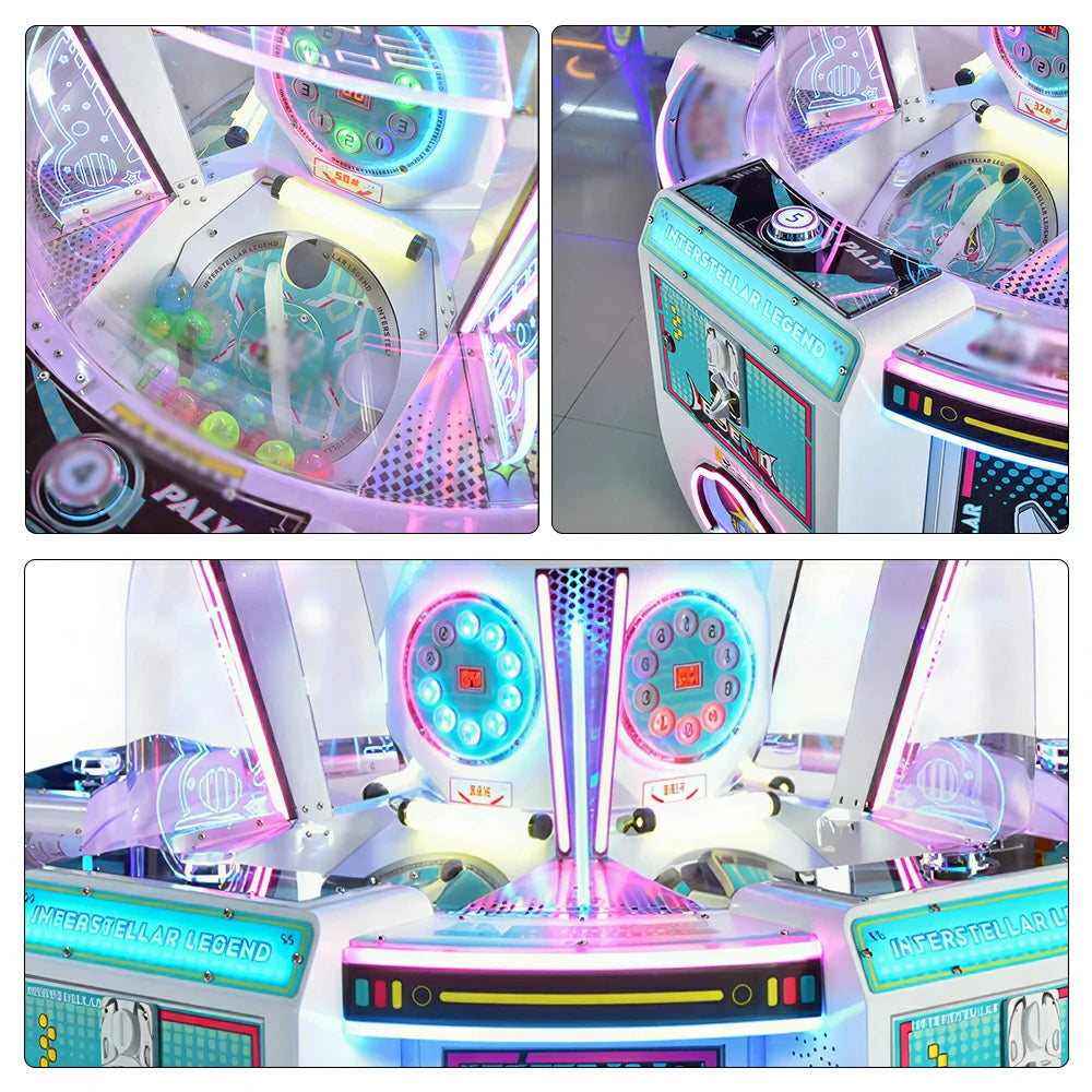 GAMEON Interstellar Legend Candy Machine - Arcade Prize Game Cabinet with LED Lights, Transparent Display & Coin Operated Gift Machine for Family Entertainment - White