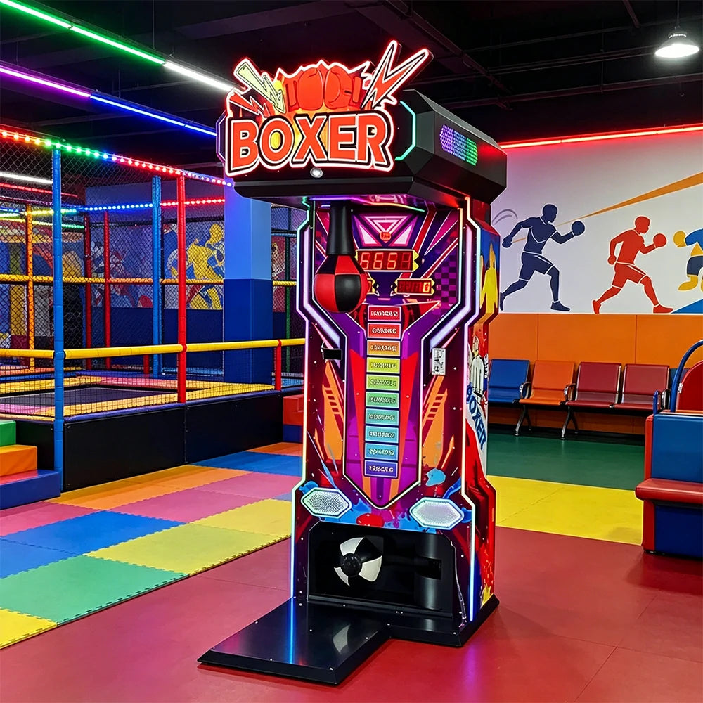 GAMEON Punch & Kick Boxing Machine - Arcade Strength Tester with LED Display, Score Challenge & Coin Operated Power Game for Entertainment Venues - Black