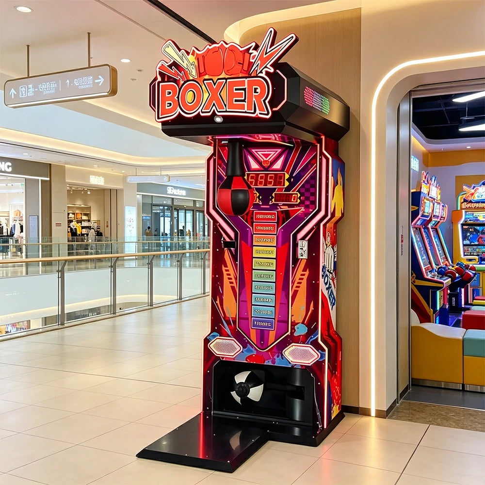GAMEON Punch & Kick Boxing Machine - Arcade Strength Tester with LED Display, Score Challenge & Coin Operated Power Game for Entertainment Venues - Black