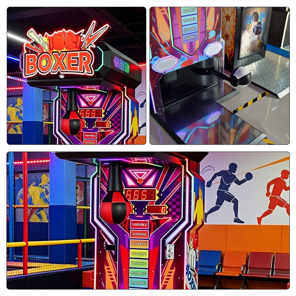GAMEON Punch & Kick Boxing Machine - Arcade Strength Tester with LED Display, Score Challenge & Coin Operated Power Game for Entertainment Venues - Black