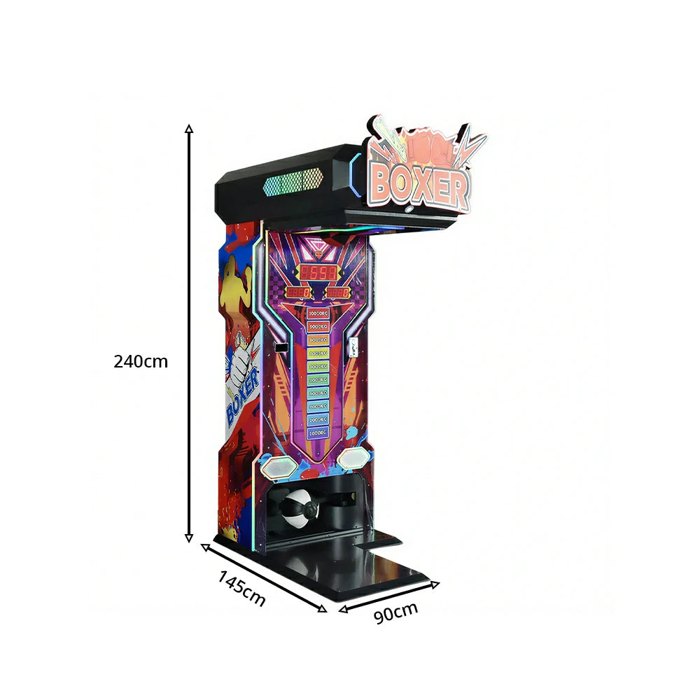 GAMEON Punch & Kick Boxing Machine - Arcade Strength Tester with LED Display, Score Challenge & Coin Operated Power Game for Entertainment Venues - Black