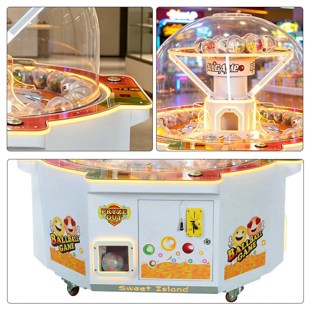 GAMEON Lucky Strike Capsule Machine - Four Player Island Prize Arcade Game with LED Lights, Transparent Display & Coin Operation for Entertainment Venues - White