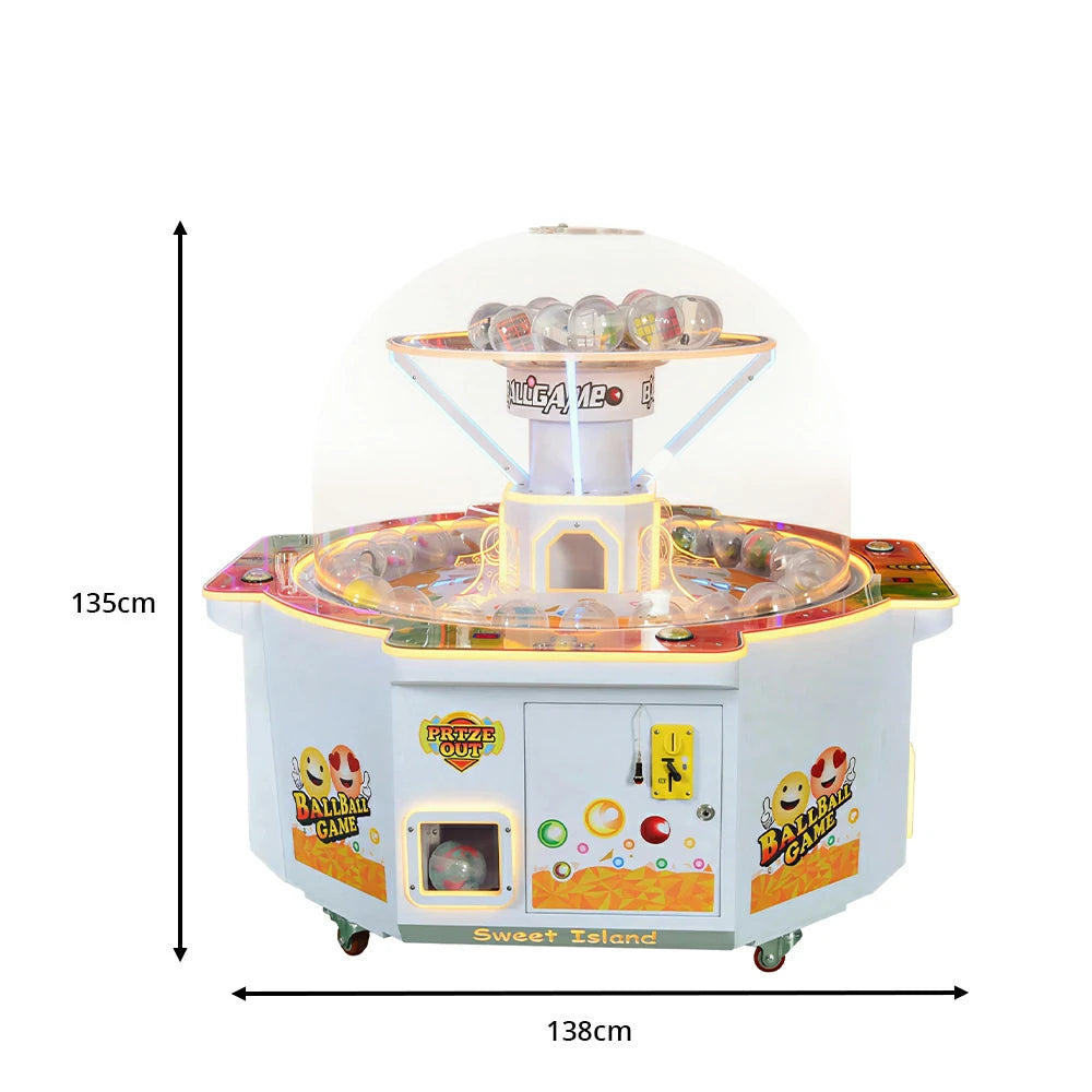 GAMEON Lucky Strike Capsule Machine - Four Player Island Prize Arcade Game with LED Lights, Transparent Display & Coin Operation for Entertainment Venues - White