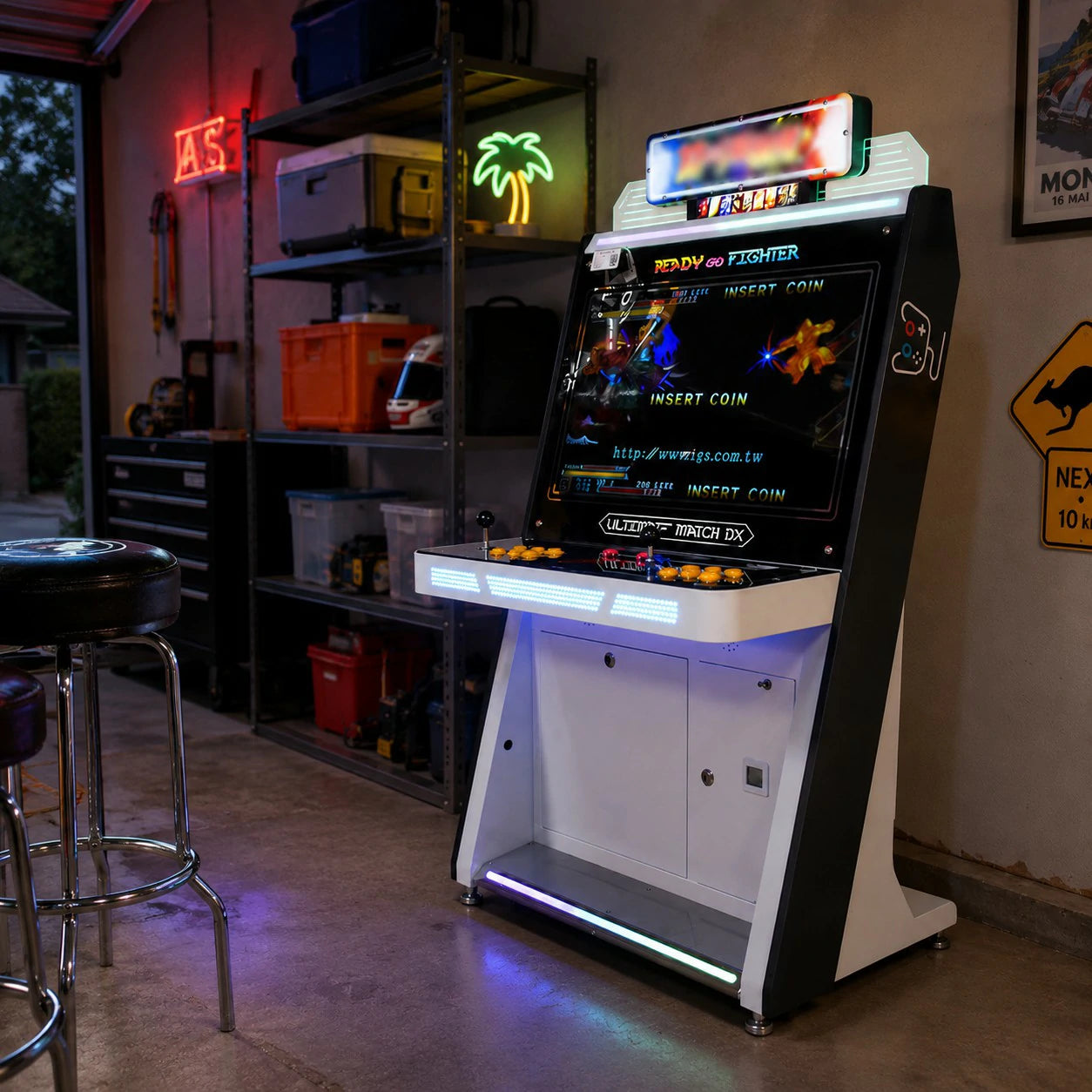 GAMEON Fighting Hero Arcade Machine - Dual Player Fighting Game Cabinet with Joystick Controls, HD Display & Coin Operation for Home and Commercial Entertainment - Black