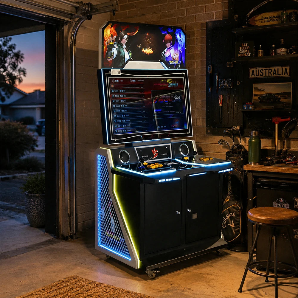 GAMEON Fighting Alliance Arcade Machine - Dual Player Fighting Game Cabinet with Joystick Controls, HD Display & Coin Operation for Commercial Entertainment - Black