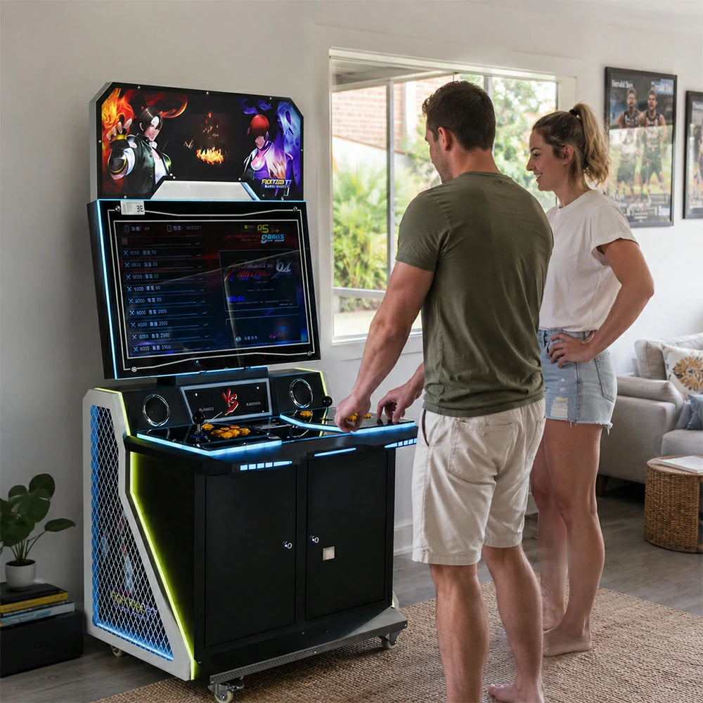GAMEON Fighting Alliance Arcade Machine - Dual Player Fighting Game Cabinet with Joystick Controls, HD Display & Coin Operation for Commercial Entertainment - Black