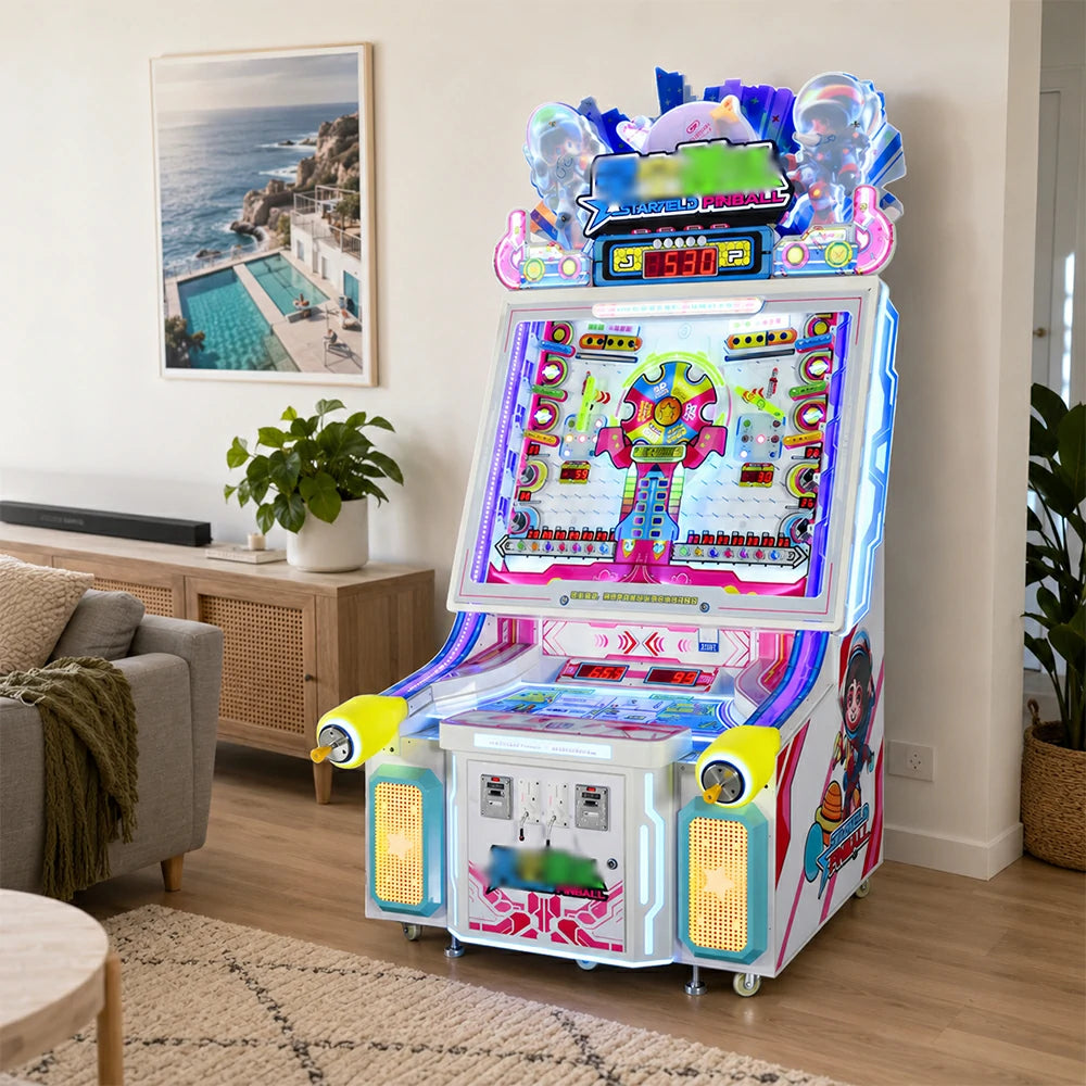 GAMEON Starfield Pinball Machine - Dual Player Arcade Game Cabinet with LED Lights, Ticket Rewards & Coin Operation for Entertainment Venues - White