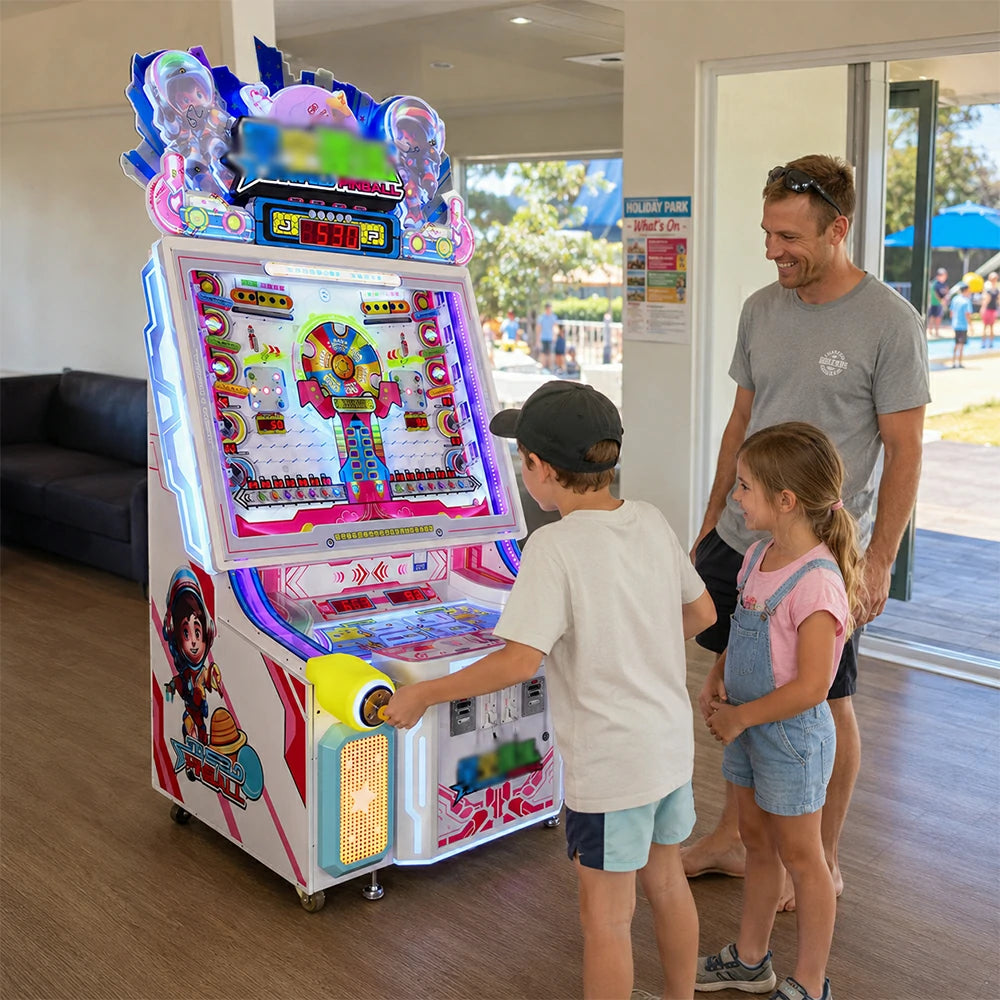 GAMEON Starfield Pinball Machine - Dual Player Arcade Game Cabinet with LED Lights, Ticket Rewards & Coin Operation for Entertainment Venues - White