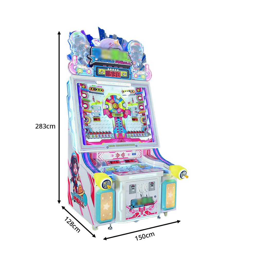 GAMEON Starfield Pinball Machine - Dual Player Arcade Game Cabinet with LED Lights, Ticket Rewards & Coin Operation for Entertainment Venues - White