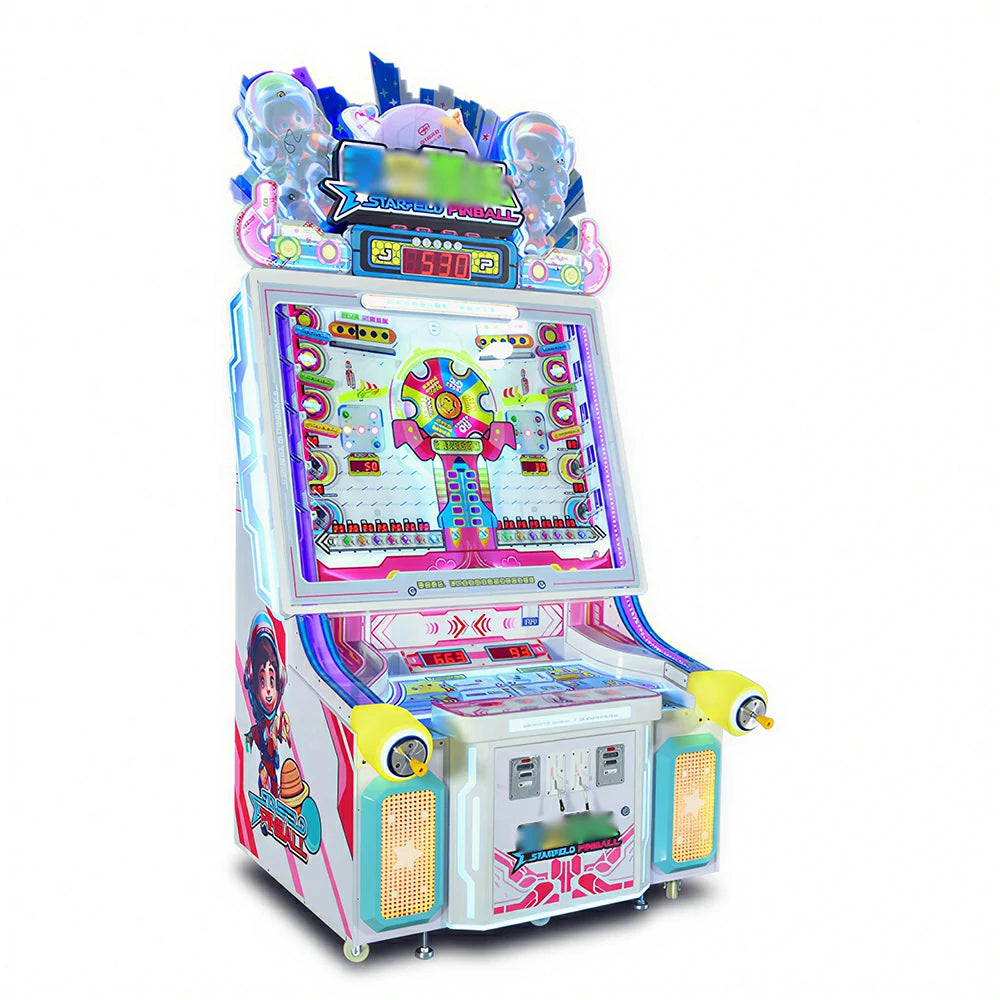 GAMEON Starfield Pinball Machine - Dual Player Arcade Game Cabinet with LED Lights, Ticket Rewards & Coin Operation for Entertainment Venues - White