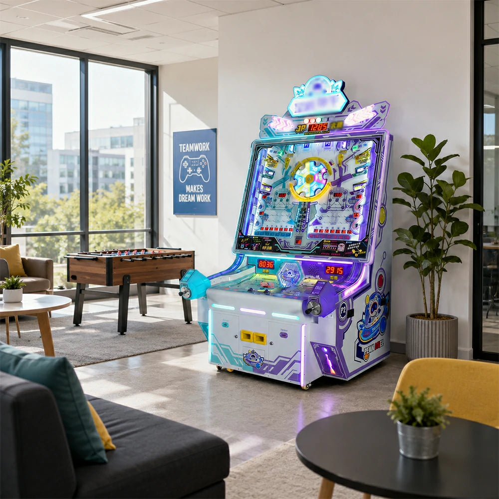 GAMEON Star Cannon Pinball Machine - Dual Player Ticket Arcade Game with LED Lights, Reward System & Coin Operation for Entertainment Venues - White