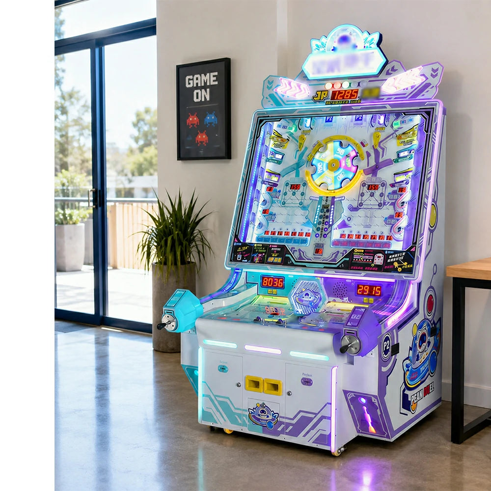 GAMEON Star Cannon Pinball Machine - Dual Player Ticket Arcade Game with LED Lights, Reward System & Coin Operation for Entertainment Venues - White