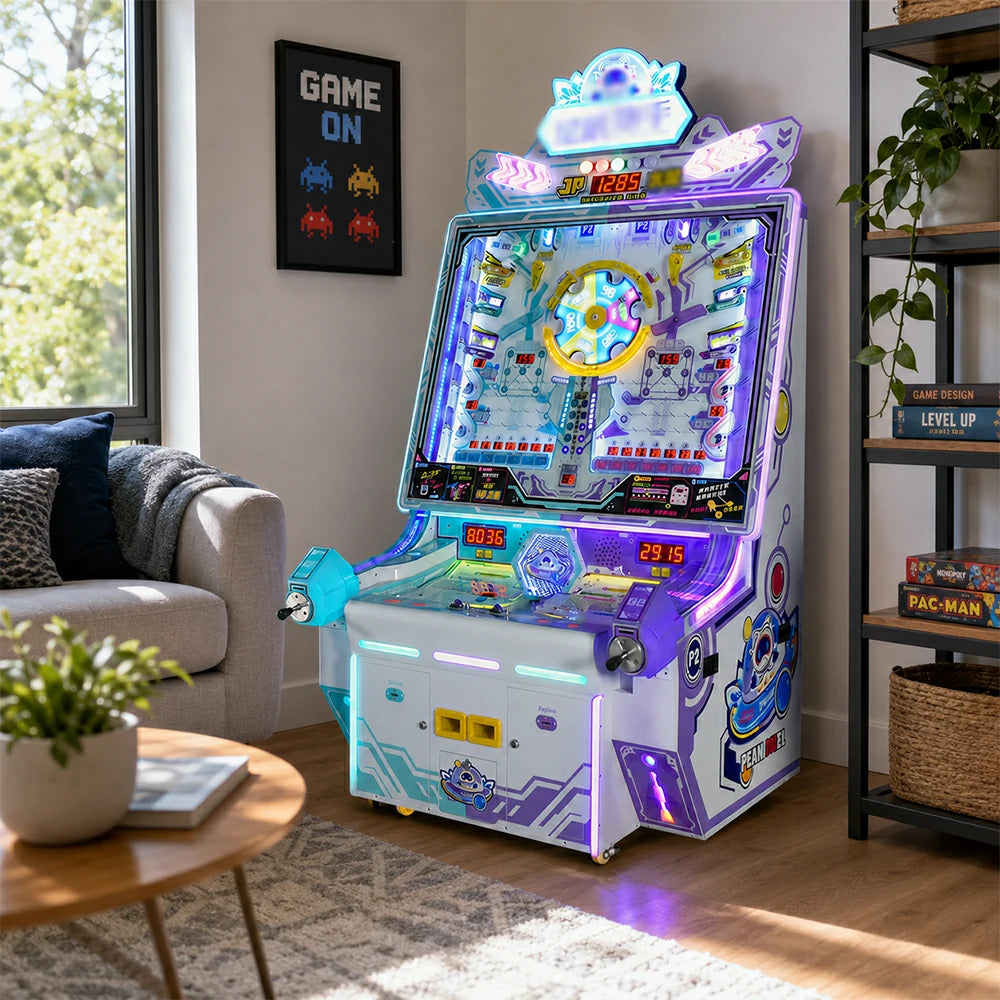 GAMEON Star Cannon Pinball Machine - Dual Player Ticket Arcade Game with LED Lights, Reward System & Coin Operation for Entertainment Venues - White
