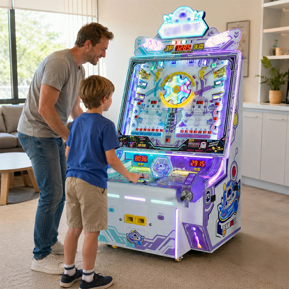 GAMEON Star Cannon Pinball Machine - Dual Player Ticket Arcade Game with LED Lights, Reward System & Coin Operation for Entertainment Venues - White