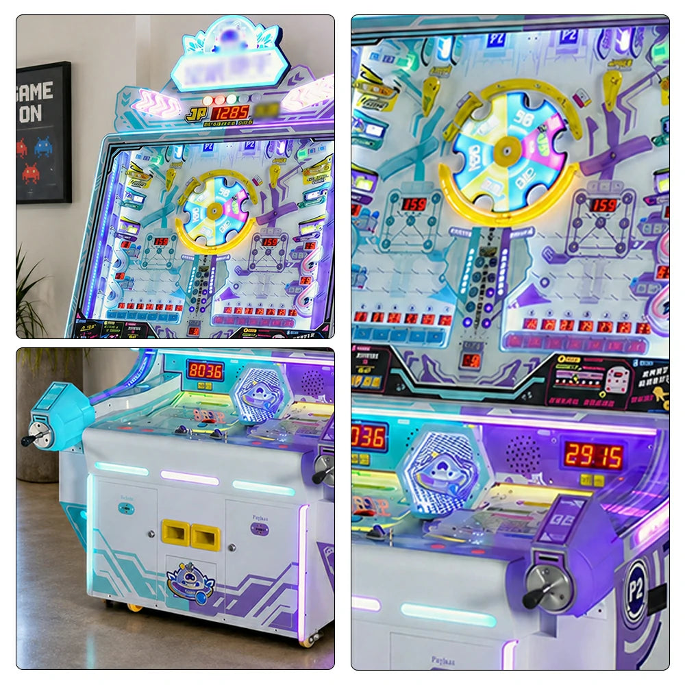 GAMEON Star Cannon Pinball Machine - Dual Player Ticket Arcade Game with LED Lights, Reward System & Coin Operation for Entertainment Venues - White