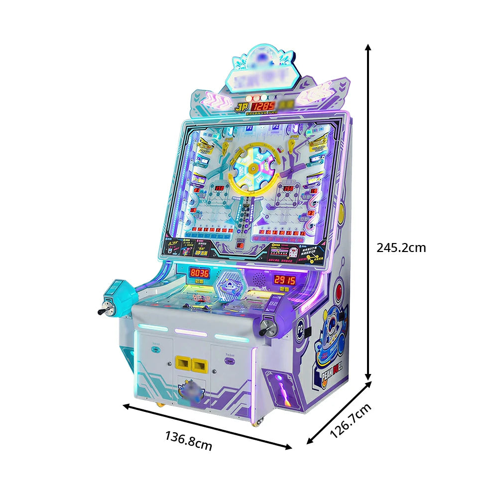 GAMEON Star Cannon Pinball Machine - Dual Player Ticket Arcade Game with LED Lights, Reward System & Coin Operation for Entertainment Venues - White