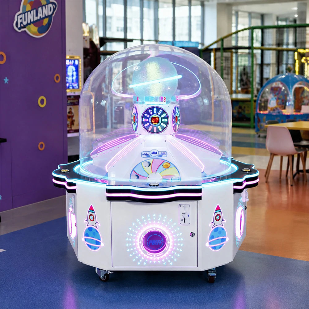 GAMEON Sweet Planet Prize Machine - Island Capsule Arcade Game with LED Lights, Transparent Display & Coin Operated Gift Machine for Entertainment Venues - White