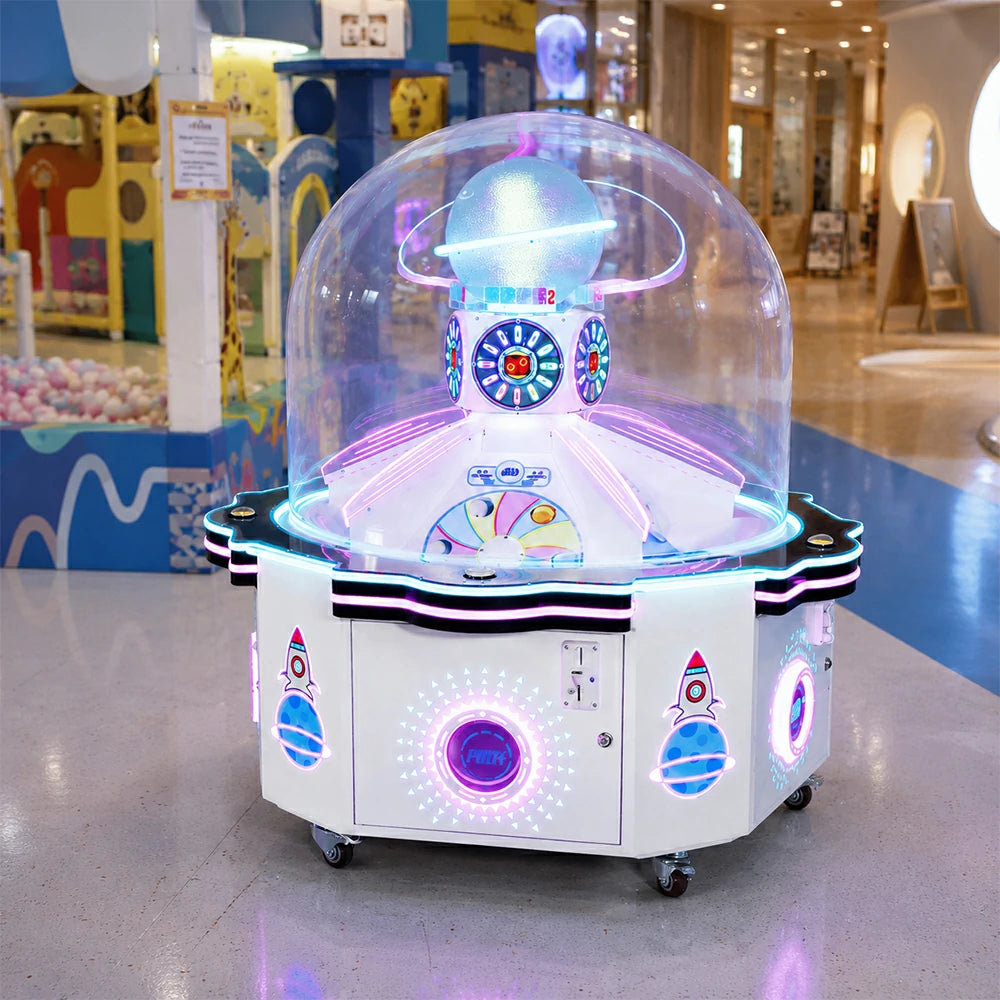 GAMEON Sweet Planet Prize Machine - Island Capsule Arcade Game with LED Lights, Transparent Display & Coin Operated Gift Machine for Entertainment Venues - White