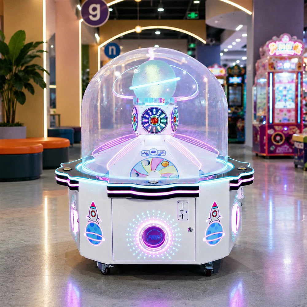 GAMEON Sweet Planet Prize Machine - Island Capsule Arcade Game with LED Lights, Transparent Display & Coin Operated Gift Machine for Entertainment Venues - White