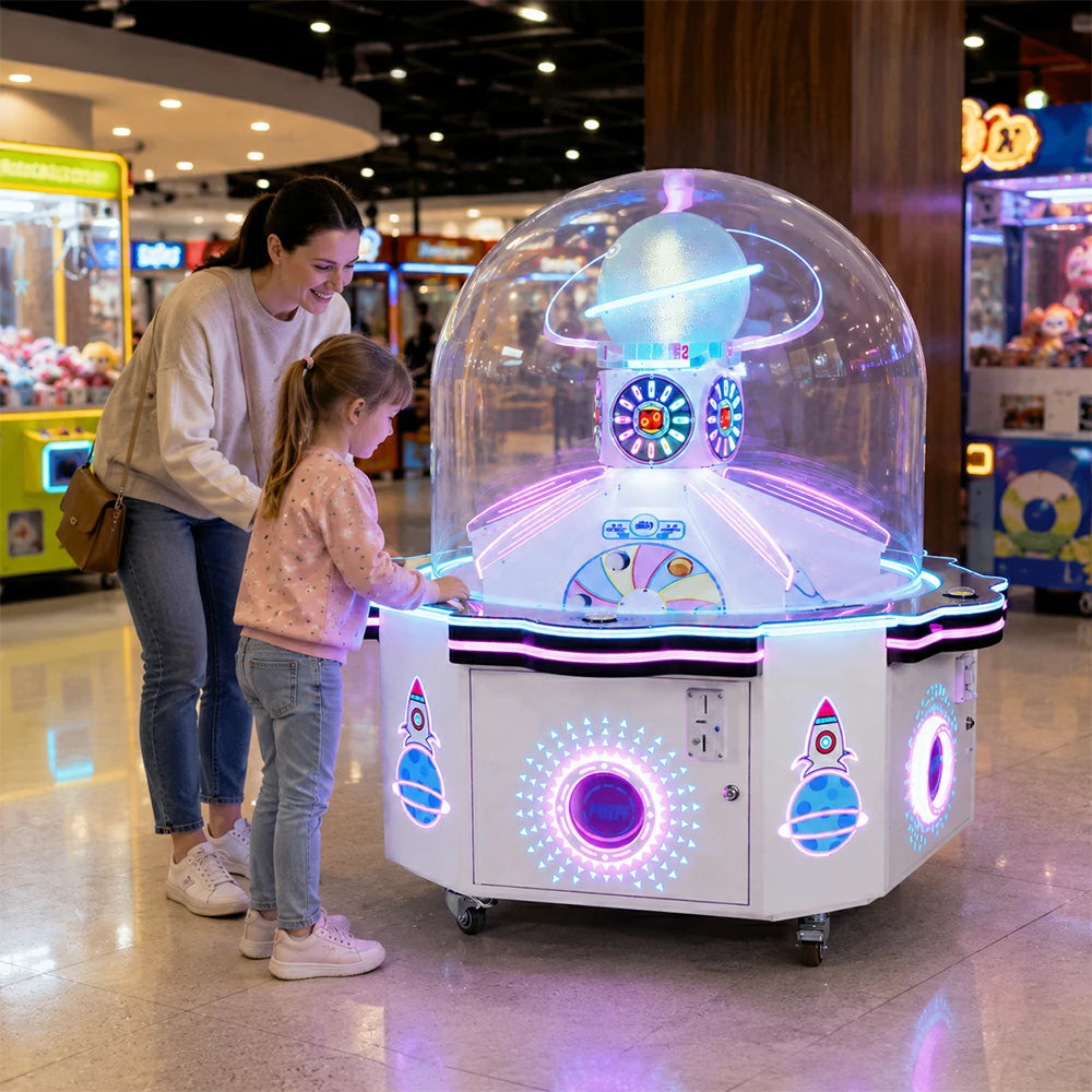 GAMEON Sweet Planet Prize Machine - Island Capsule Arcade Game with LED Lights, Transparent Display & Coin Operated Gift Machine for Entertainment Venues - White