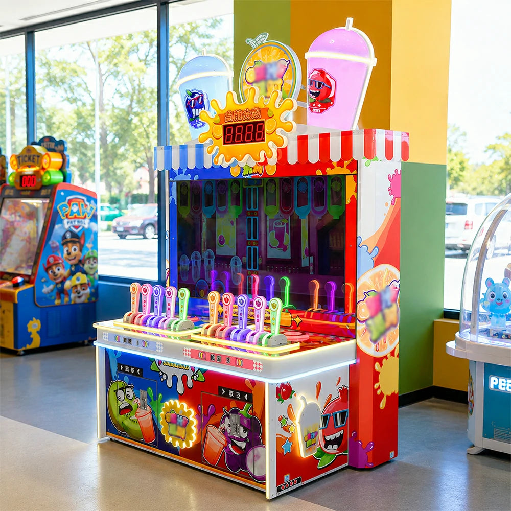 GAMEON Juice Party Arcade Machine - Multi Player Ticket Game with LED Lights, Interactive Controls & Reward System for Family Entertainment Venues - Colourful