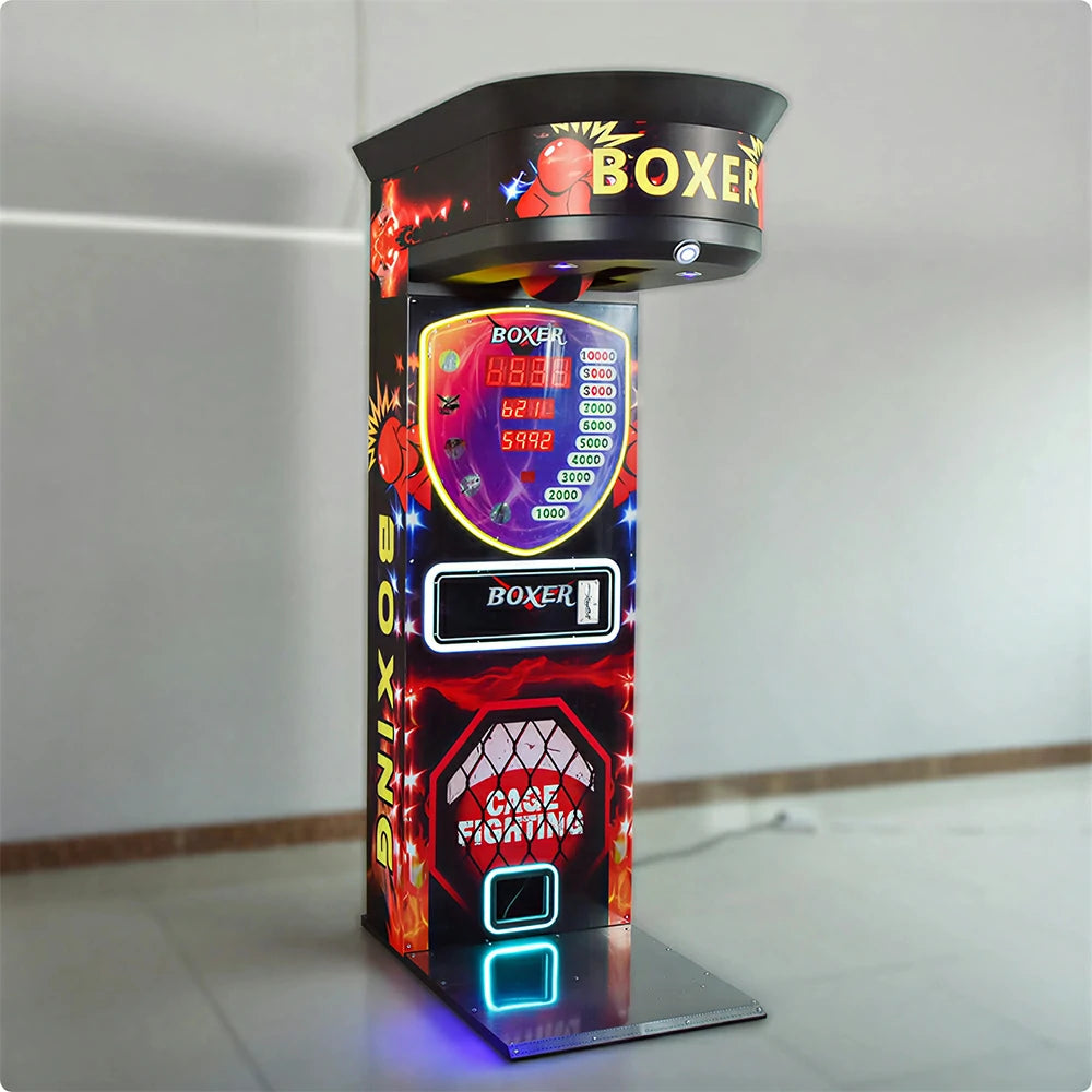 GAMEON Street Fighter 2 Boxing Machine - Arcade Punch Strength Tester with LED Display, Score Challenge & Coin Operation for Entertainment Venues - Black