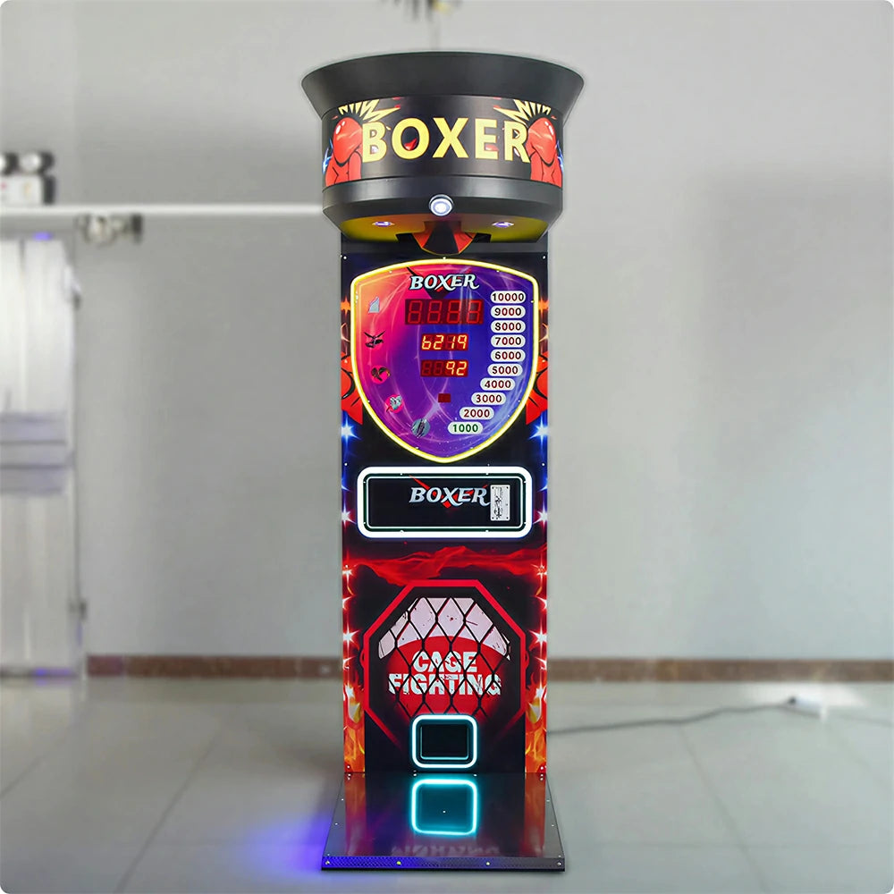 GAMEON Street Fighter 2 Boxing Machine - Arcade Punch Strength Tester with LED Display, Score Challenge & Coin Operation for Entertainment Venues - Black