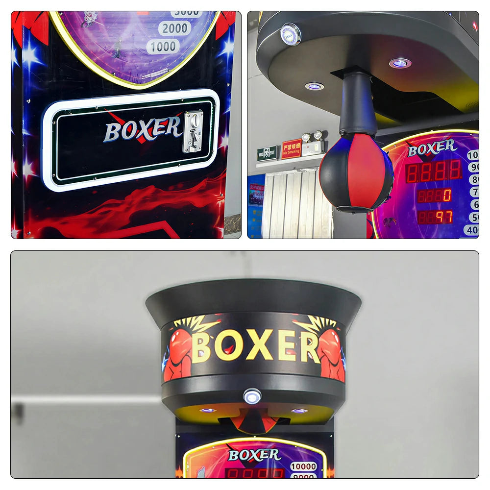 GAMEON Street Fighter 2 Boxing Machine - Arcade Punch Strength Tester with LED Display, Score Challenge & Coin Operation for Entertainment Venues - Black