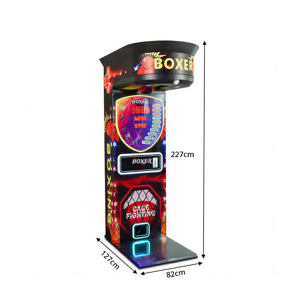 GAMEON Street Fighter 2 Boxing Machine - Arcade Punch Strength Tester with LED Display, Score Challenge & Coin Operation for Entertainment Venues - Black