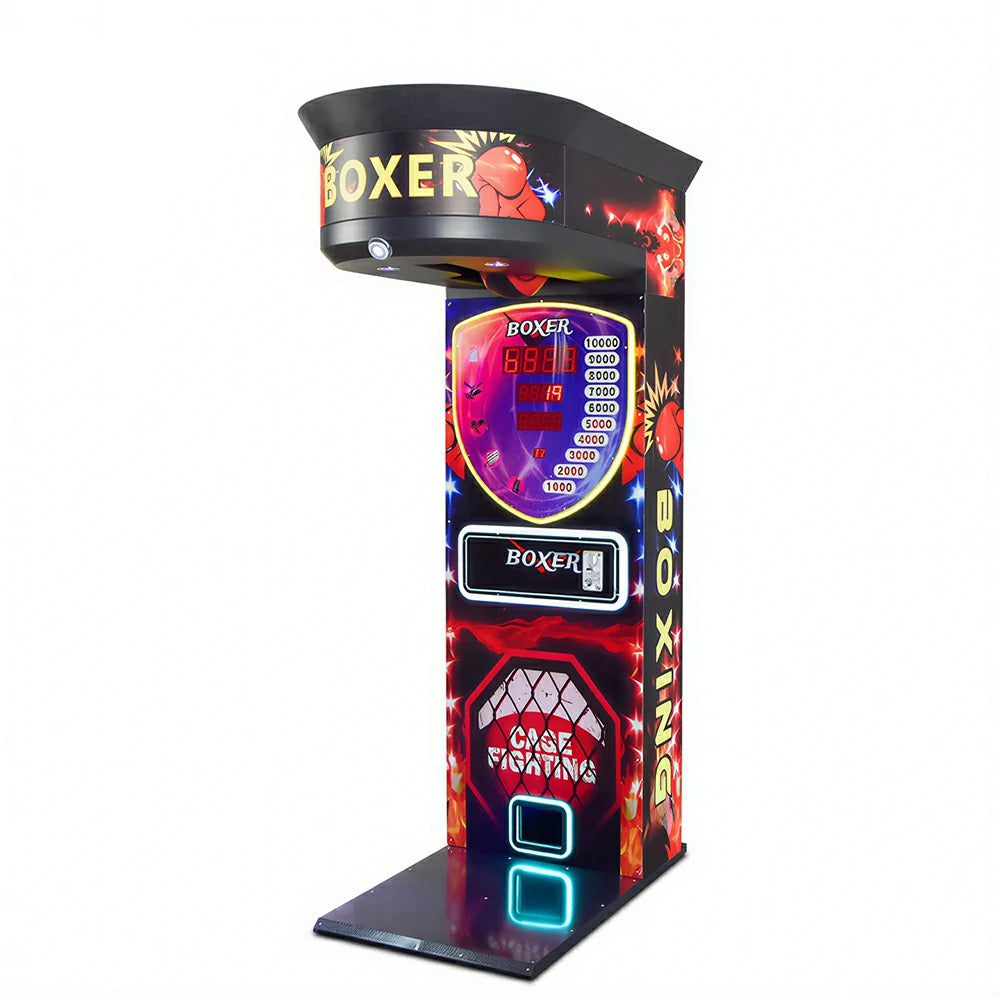 GAMEON Street Fighter 2 Boxing Machine - Arcade Punch Strength Tester with LED Display, Score Challenge & Coin Operation for Entertainment Venues - Black