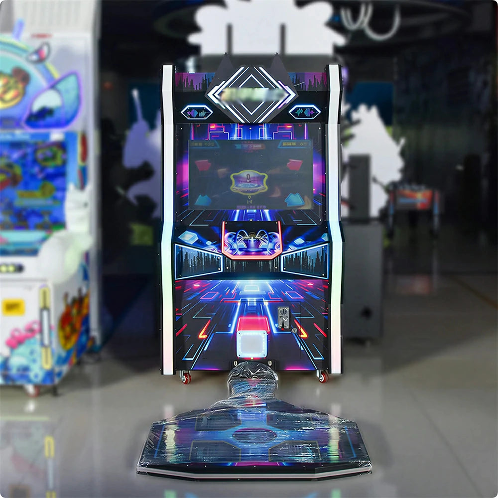 GAMEON Mecha Dance Machine - Interactive Dance Arcade Game with Motion Sensor, LED Lights, HD Display & Coin Operation for Kids Entertainment - Black