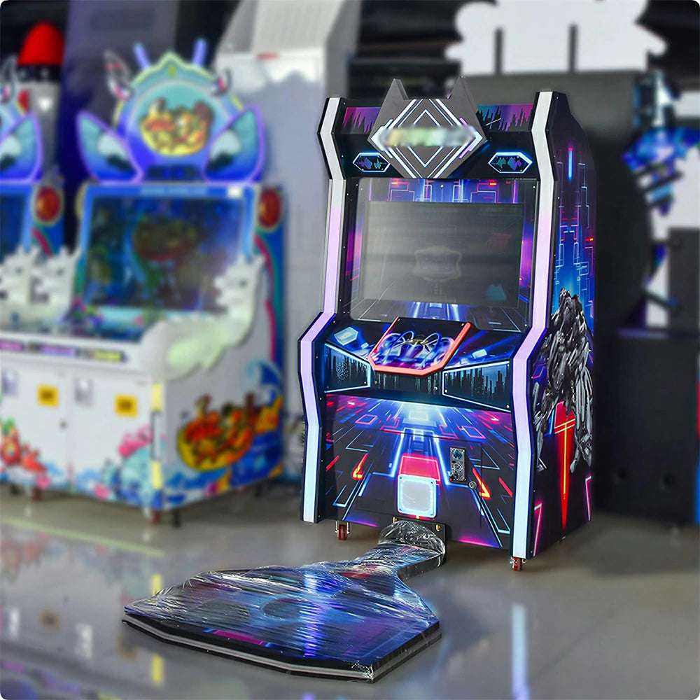 GAMEON Mecha Dance Machine - Interactive Dance Arcade Game with Motion Sensor, LED Lights, HD Display & Coin Operation for Kids Entertainment - Black