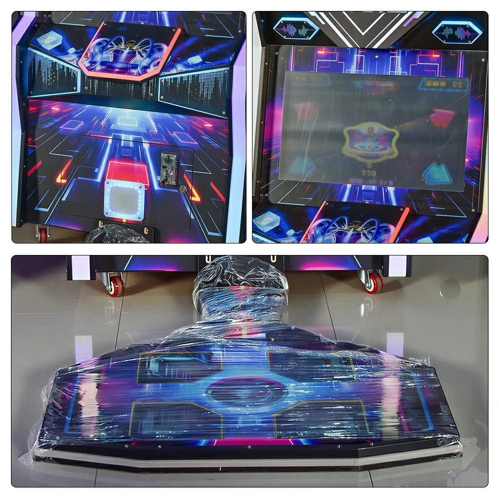 GAMEON Mecha Dance Machine - Interactive Dance Arcade Game with Motion Sensor, LED Lights, HD Display & Coin Operation for Kids Entertainment - Black