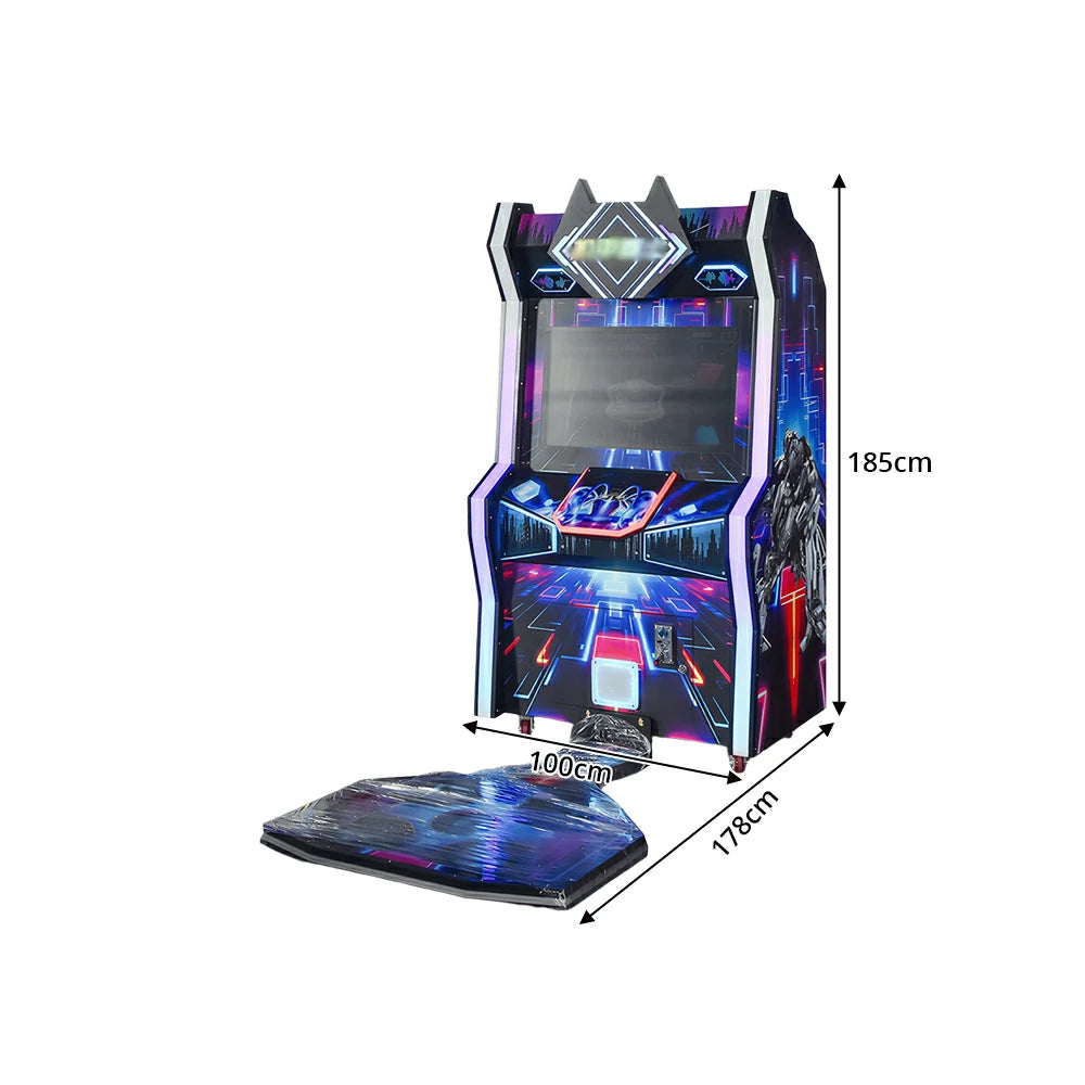 GAMEON Mecha Dance Machine - Interactive Dance Arcade Game with Motion Sensor, LED Lights, HD Display & Coin Operation for Kids Entertainment - Black