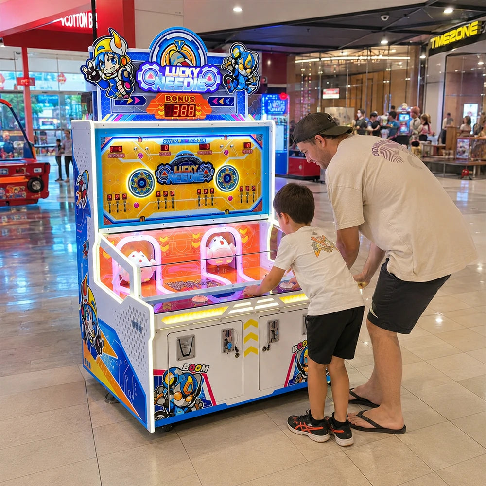 GAMEON Lucky Wheel 2 Arcade Machine - Dual Player Ticket Game with LED Lights, Reward System & Coin Operation for Family Entertainment - White