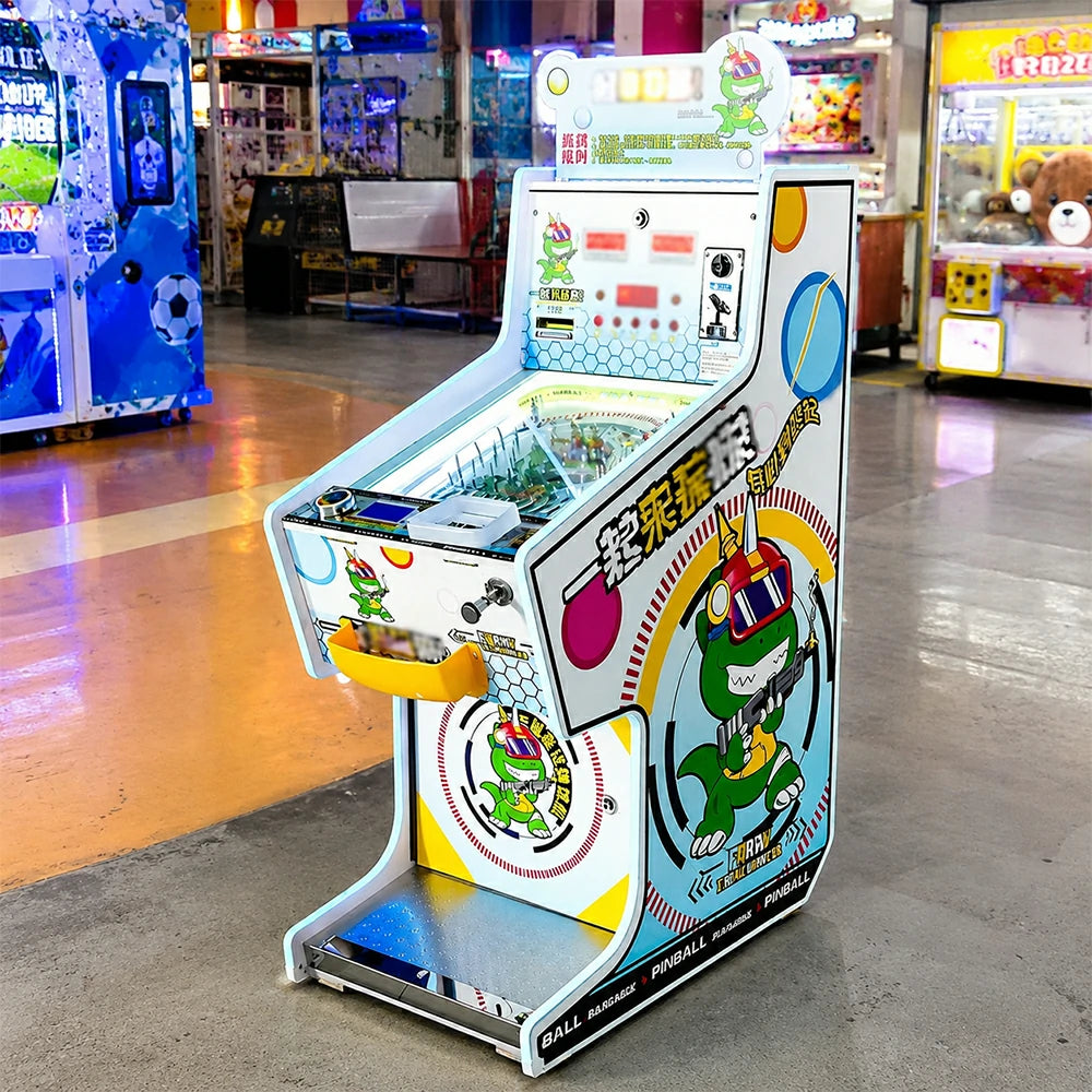 GAMEON Cannon Park Pinball Machine - Ticket Arcade Game with Ball Launcher, Reward System & Coin Operation for Kids Entertainment Venues - White