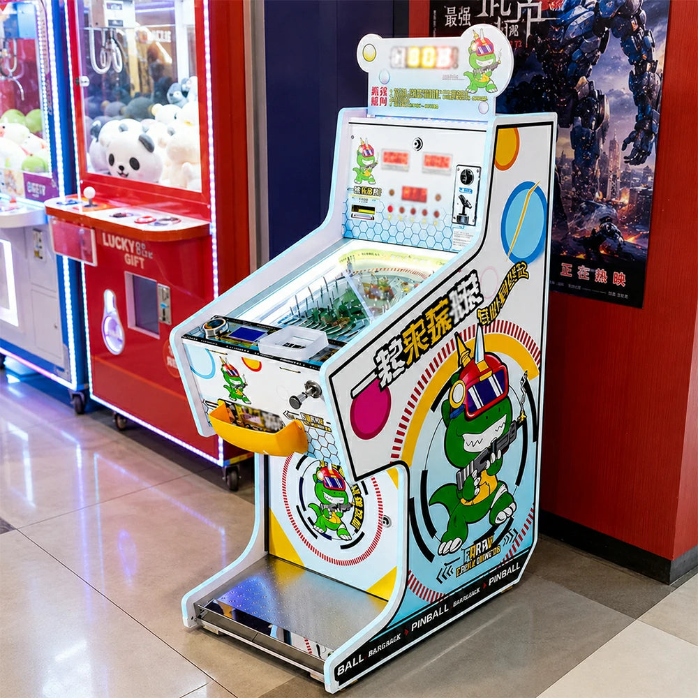 GAMEON Cannon Park Pinball Machine - Ticket Arcade Game with Ball Launcher, Reward System & Coin Operation for Kids Entertainment Venues - White
