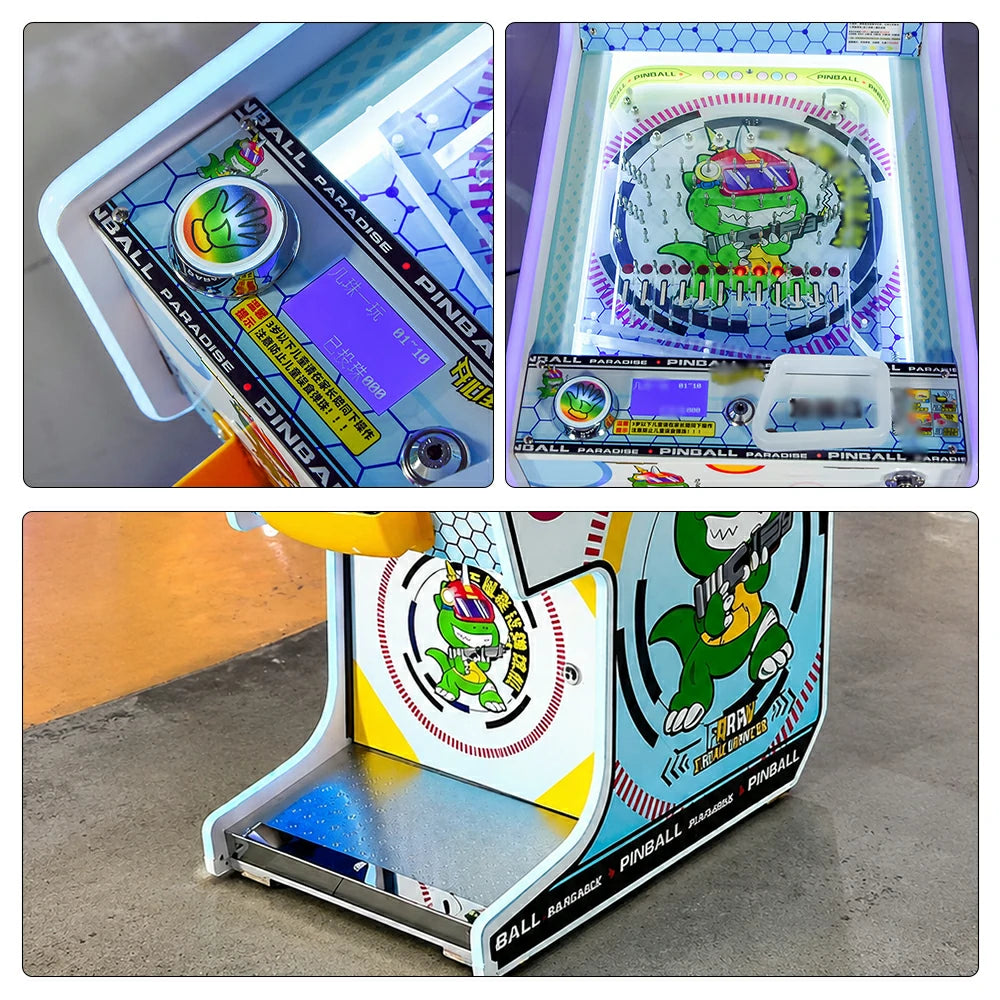 GAMEON Cannon Park Pinball Machine - Ticket Arcade Game with Ball Launcher, Reward System & Coin Operation for Kids Entertainment Venues - White