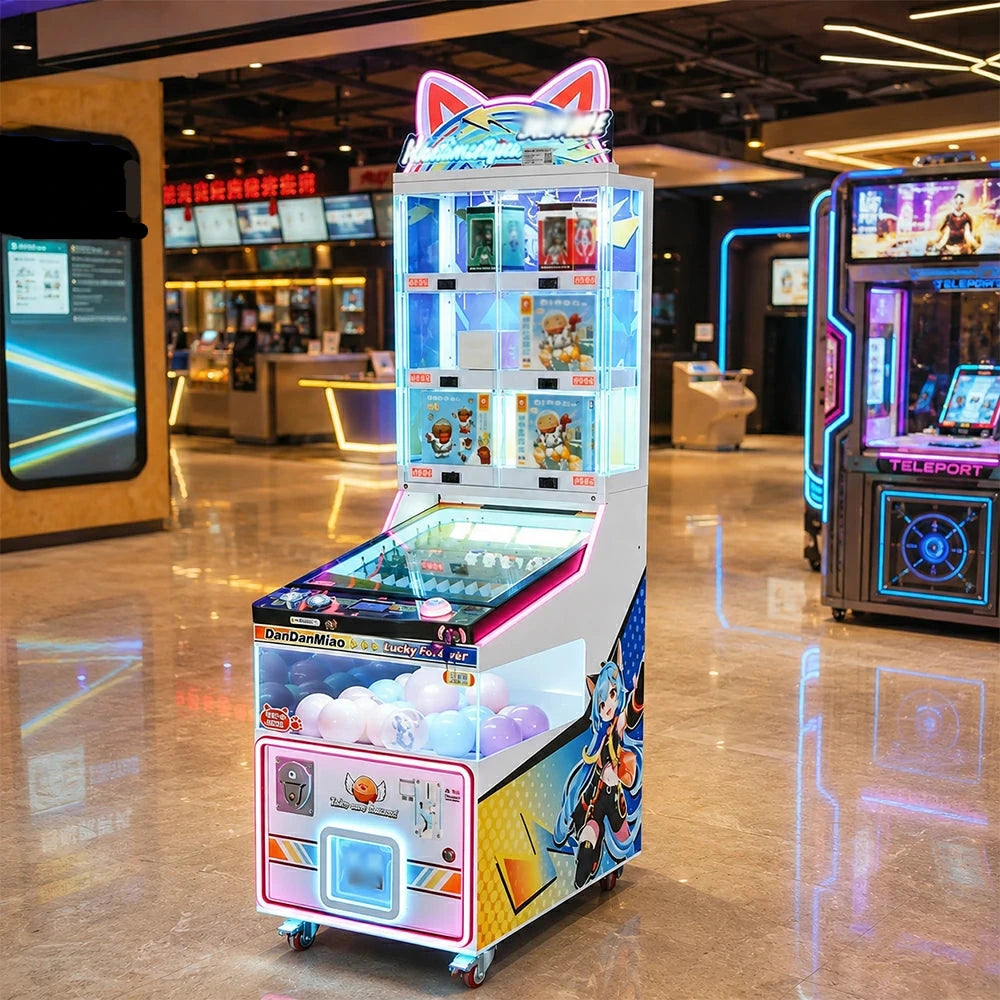 GAMEON Marble Prize Machine - Coin Operated Arcade Game with Ball Launcher, Ticket Redemption & Capsule Toy System for Kids Entertainment Venues - White