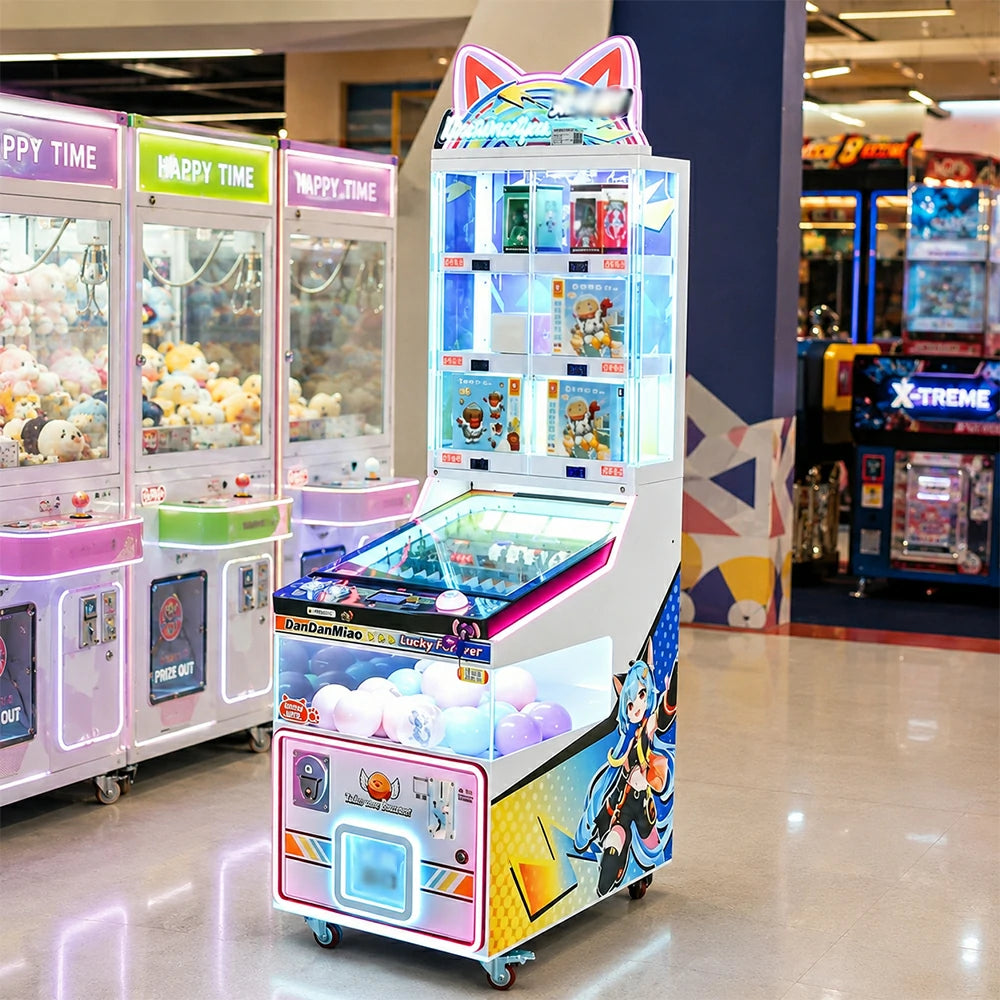 GAMEON Marble Prize Machine - Coin Operated Arcade Game with Ball Launcher, Ticket Redemption & Capsule Toy System for Kids Entertainment Venues - White