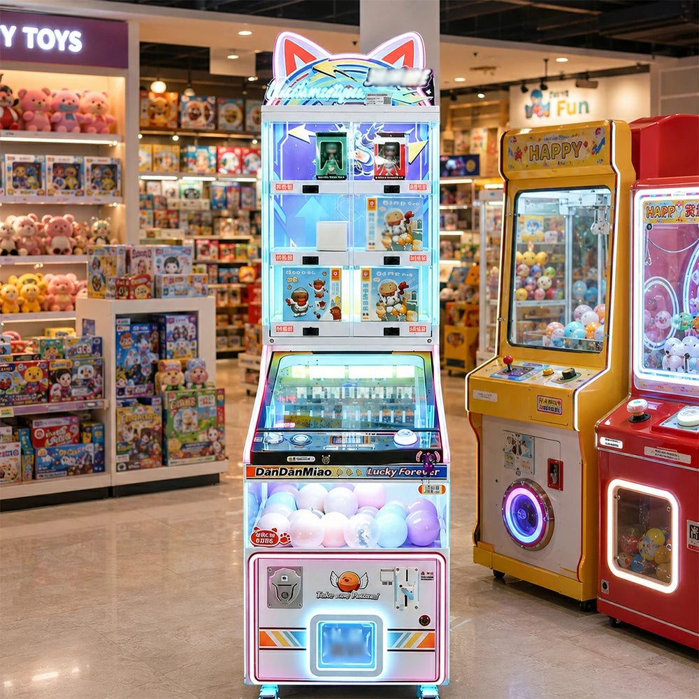 GAMEON Marble Prize Machine - Coin Operated Arcade Game with Ball Launcher, Ticket Redemption & Capsule Toy System for Kids Entertainment Venues - White