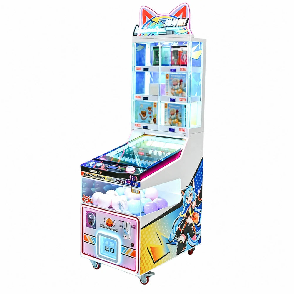 GAMEON Marble Prize Machine - Coin Operated Arcade Game with Ball Launcher, Ticket Redemption & Capsule Toy System for Kids Entertainment Venues - White